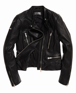 Superdry Lyla Leather Biker Női Kabát Fekete | NFMQH8534